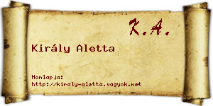 Király Aletta névjegykártya