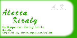aletta kiraly business card